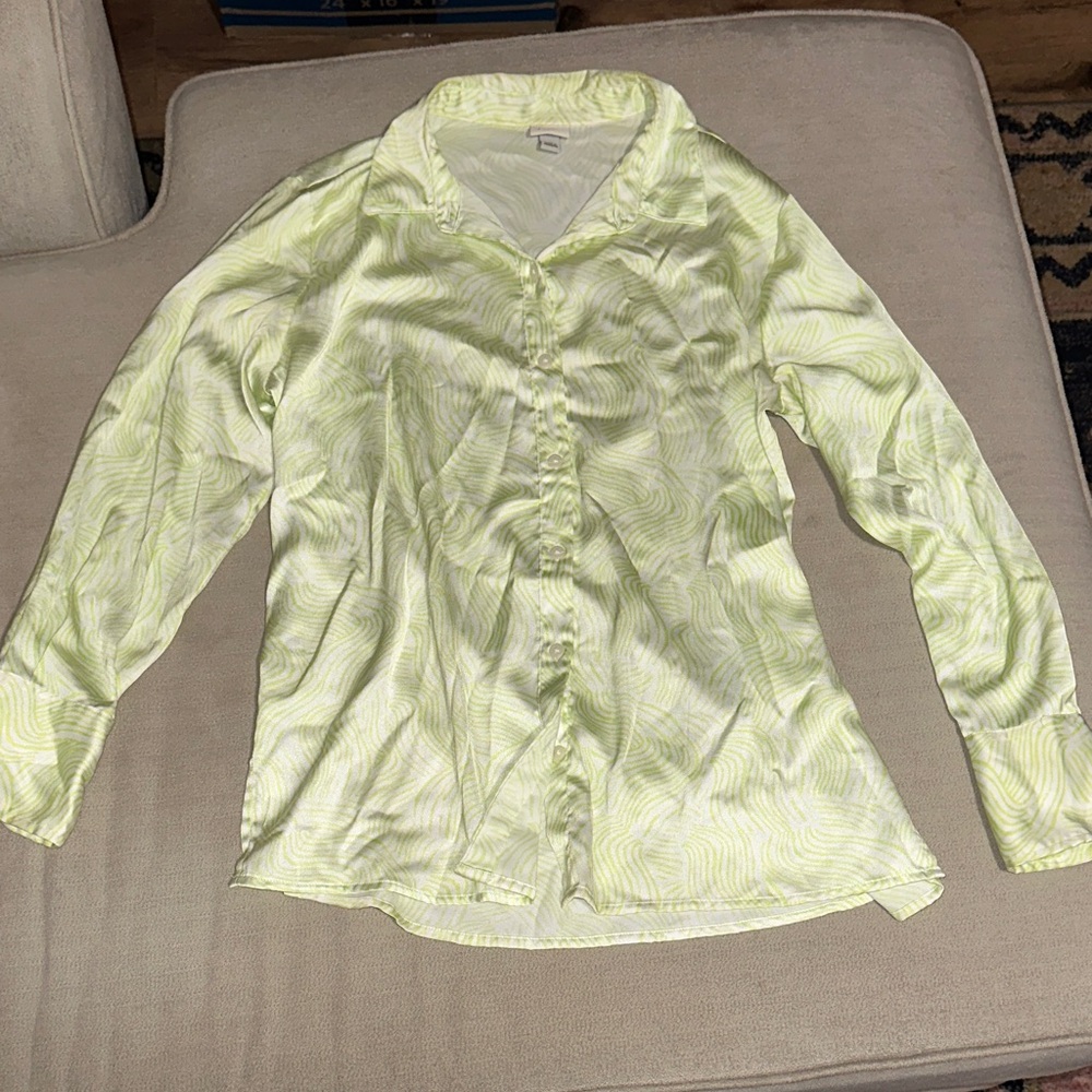 A New Day Lime Green Patterned Blouse